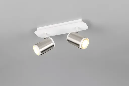 Plafoniera Gillan, TRIO, 30x12x16 cm, 10W, 2x GU10, metal, nichel mat/alb