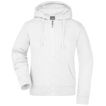 James & Nicholson (Daiber) Dámska mikina na zips s kapucňou JN053 - Biela | L