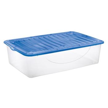 Cutie de depozitare cu capac Tontarelli Dodo Stock-Box 27 l, transparent/albastru