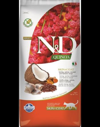 FARMINA N&amp;D Quinoa Adult Cat Skin&amp;Coat  Hrana uscata pisici cu intoleranta alimentara, cu hering și cocos 5 kg