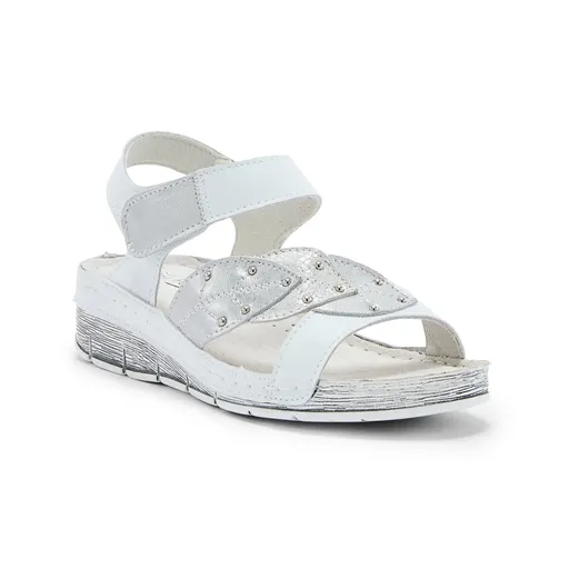 Sandale din piele Pédiconfort cu închidere cu velcro