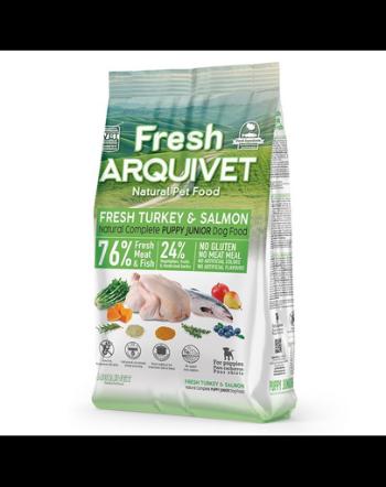 Hrana pentru catei, semiumeda ARQUIVET Fresh Puppy Junior 2,5 kg curcan si somon
