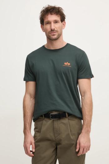 Bavlnené tričko Alpha Industries Basic Small Logo 188505.353, pánske, tyrkysová farba, jednofarebný