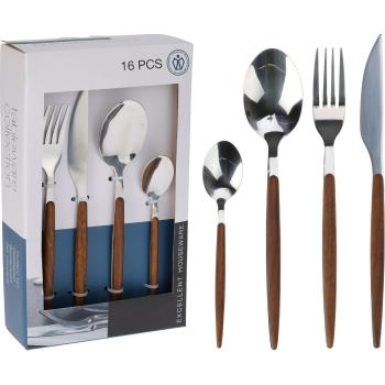 Set tacâmuri din oțel inoxidabil EH 16 piese  Wood