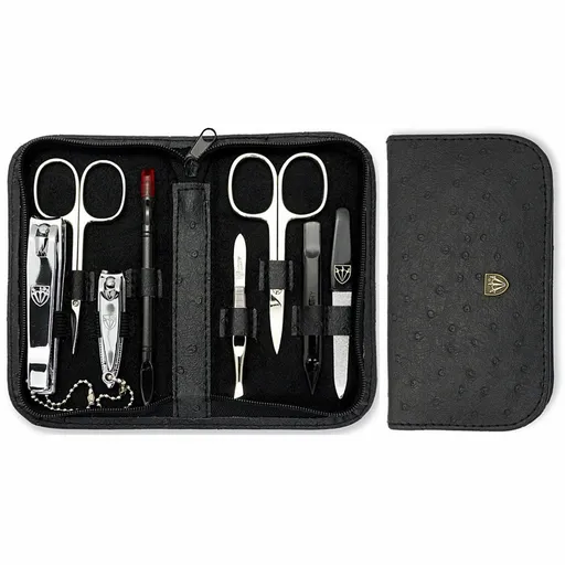 Set manichiură Kellermann 5220, model pielede struț, negru