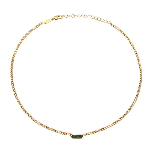 BREIL Colier atemporal placat cu aur cu malachit pentru femei Stylize TJ3657