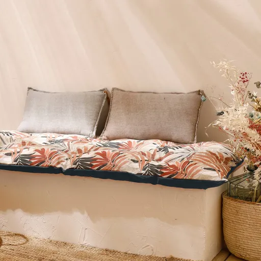 Pernă lungă de podea cu imprimare de frunze de palmier