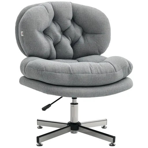 HOMCOM Scaun de birou fără brațe, scaun de birou confortabil cu șezut tapițat și înălțime reglabilă, Gri | Aosom Romania