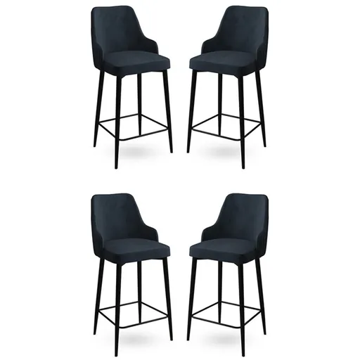 Set scaune  de bar 4 piese, Hanah Home, Enox, Antracit / Negru