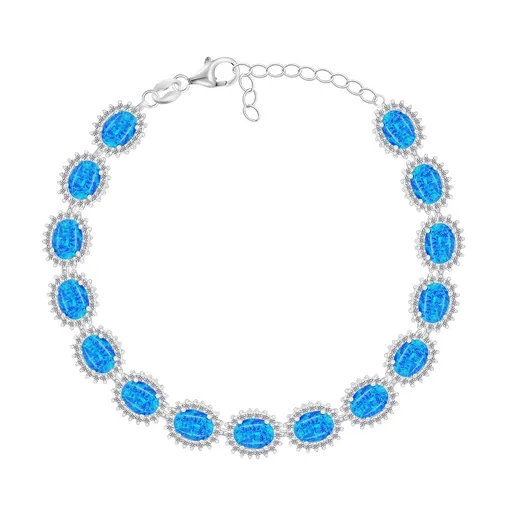 Brilio Silver Brățară frumoasă din argint cu opale sintetice BRC127WB