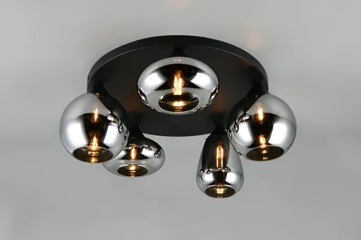 Plafoniera Lumina, TRIO, 50x24.5 cm, 10W, 5x E14, metal, negru mat/argintiu