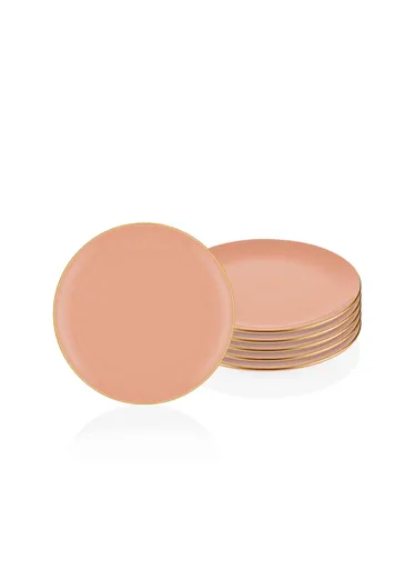 Set farfurii din ceramica pentru desert, Hermia, 742TMA3316, Roz somon