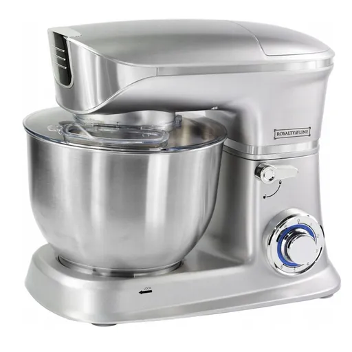Mixer planetar Royalty Line RL-PKM1900.7, 1900W, Cupa inox 6.5 L, 6 viteze + Pulse, Accesorii, Argintiu
