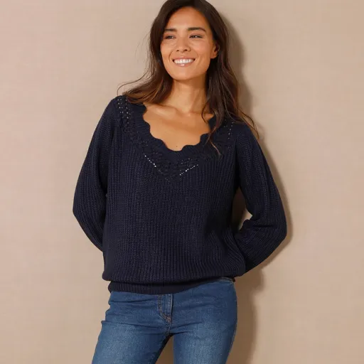 Pulover cu detalii azura