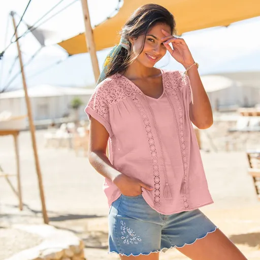 Tunică macramé, bumbac