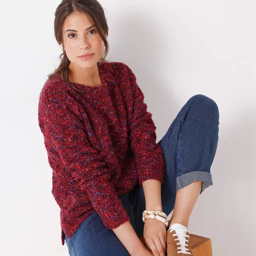 Pulover cu guler tip barcă și bucle