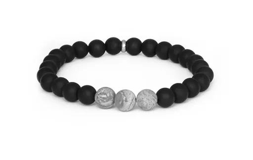 Agato Brățară din perle de onix și jasp MINK138/21