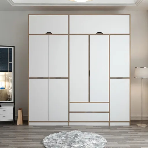 Dulap pentru haine, Hanah Home, Elina, 232x253x52 cm, Alb / Dore