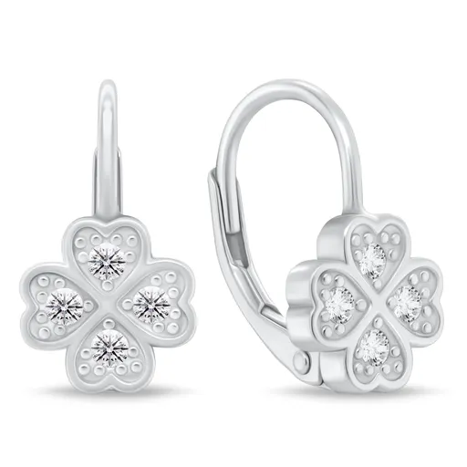 Brilio Silver Cercei suspendați din argint Trifoi cu patru foi cu zirconi EA1164W