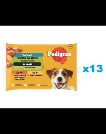 PEDIGREE Set hrana umeda caini, cu vita, ficat, pasare si legume 52x100g