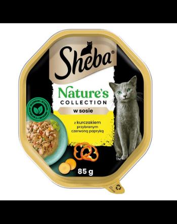 SHEBA Nature's Collection 85 g Mancare umeda pisica adulta, cu pui si ardei in sos
