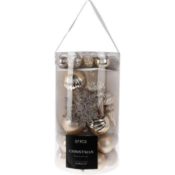 Set de ornamente de Crăciun Cristal auriu, 57 buc