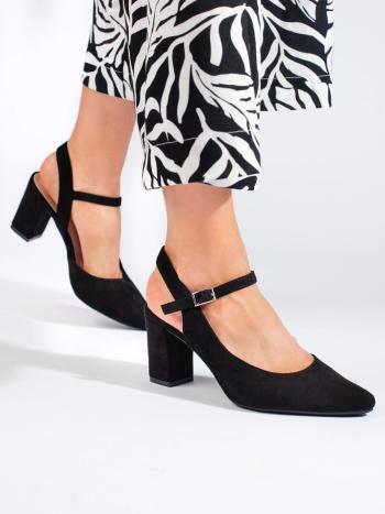 Pantofi de damă negri trendy cu toc lat