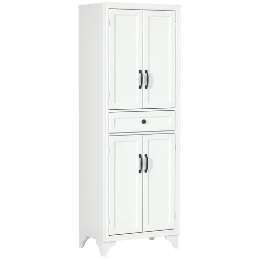 HOMCOM Bufet înalt armoire de cuisine 4 uși 2 dulapuri si 1 sertar central inaltime 170 cm cu raft reglabil alb | Aosom Romania