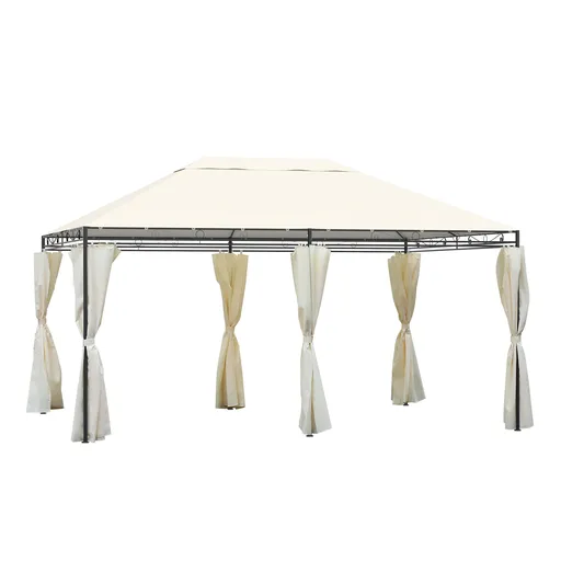 Foisor dreptunghiular Outsunny cu cadru din Metal Robust, Crem, 4x3m | Aosom Romania