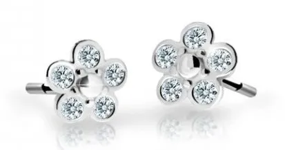 Cutie Jewellery Cercei pentru copii în formă de floricele din aur alb C2744-30-X-2 alb