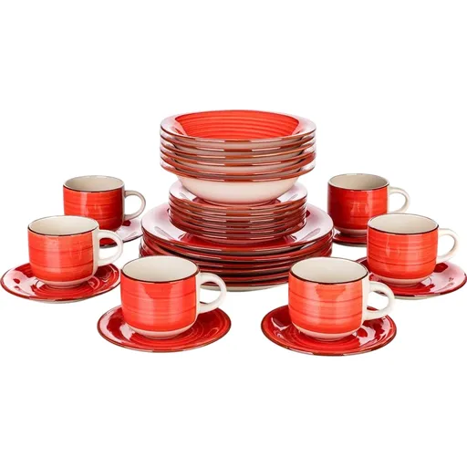 Set de masă Banquet Spiral Red 30 de piese, roșu