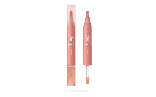 PUPA Milano Fix și luciu de buze cu ulei 2in1 Vamp! (Marker Duo) 4 ml 002 Frozen Rose