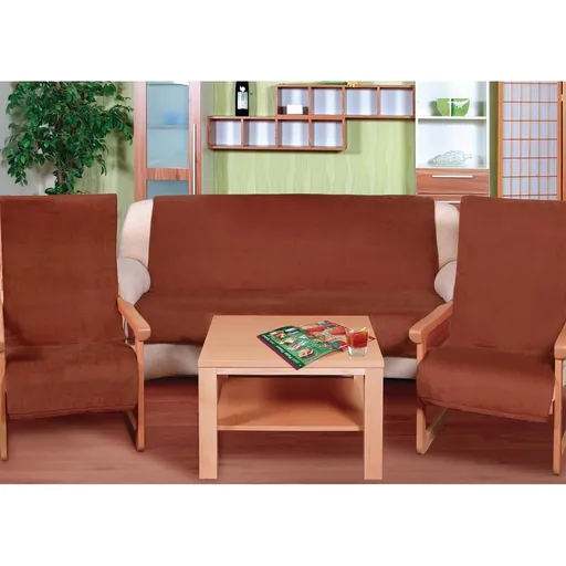 Cuverturi de canapea şi fotolii Korall micro, maro, 150 x 200 cm, 2 buc. 65 x 150 cm