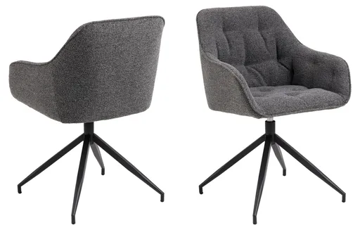 Scaun Brooke, Actona, 57x54.5x82 cm, rotativ, tesatura Boucle/otel, antracit