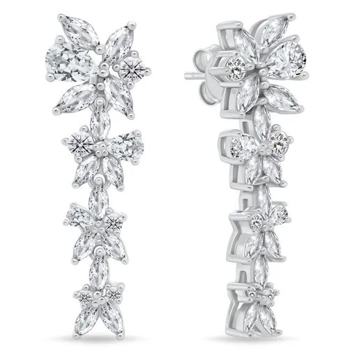 Brilio Silver Cercei suspendați din argint cu pietre de zircon Floricele EA1159W