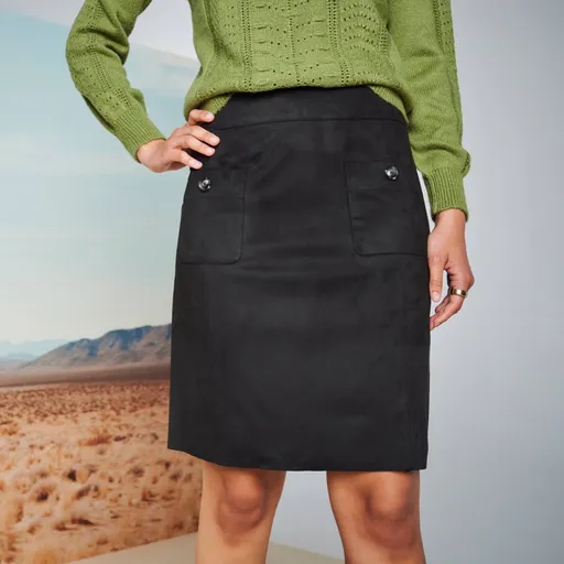 Fustă largă cu aspect de piele întoarsă