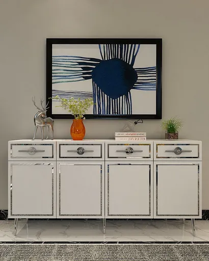 Consola, Hanah Home, Belly KB150, 150x75x35 cm, Alb / Argintiu