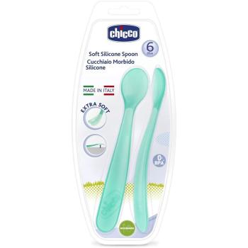 Chicco Soft Silicone linguriță 6m+ Blue 2 buc