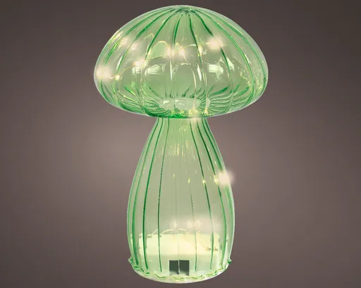 Decoratiune luminoasa de masa cu 8 micro LED-uri Mushroom, Decoris, 11x16.5 cm, cu baterii, sticla