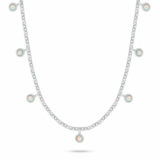 Brilio Silver Colier jucăuș din argint cu opale sintetice albe NCL209W