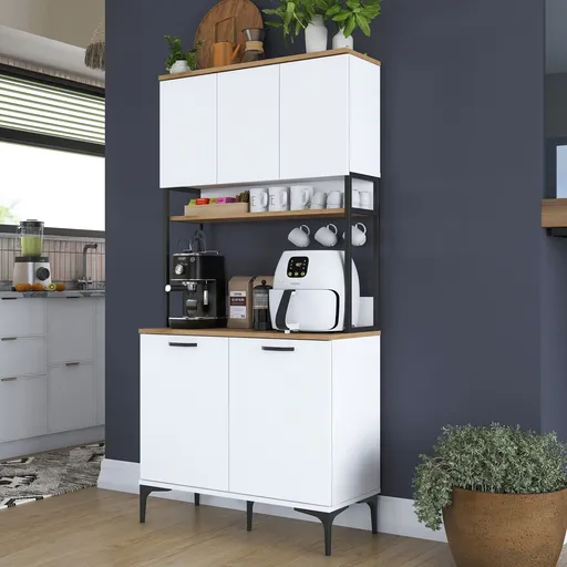 Dulap multifunctional, Hanah Home, JE193, 90.2x184.2x40 cm, Nuc/Alb