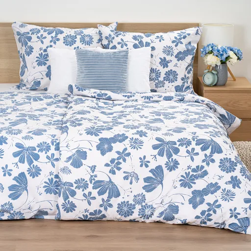 Lenjerie de pat din bumbac 4Home Blue Meadow, 140 x 220 cm, 70 x 90 cm