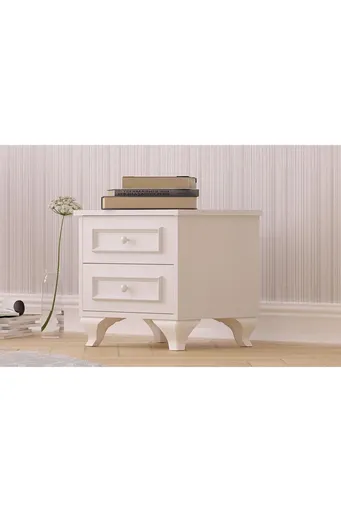 Noptiera, Hanah Home, Rb-186-07, 45x45x40 cm, Alb mat