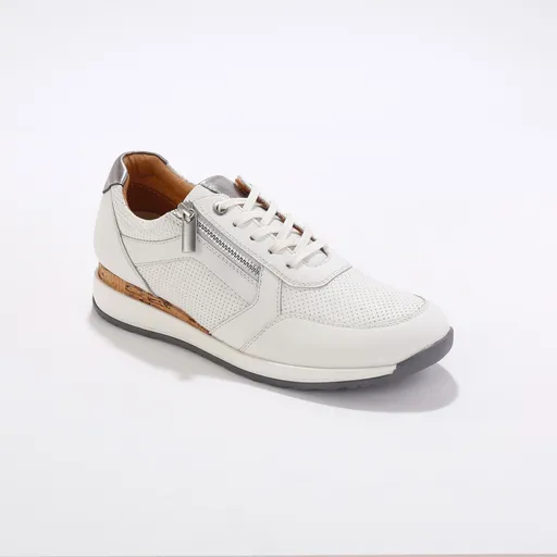 Adidași din piele cu fermoare, talpă din 2 materiale