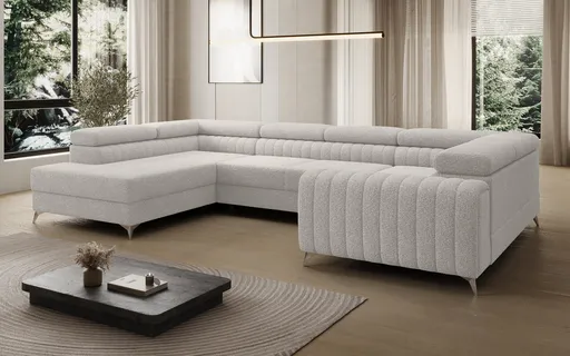 Coltar extensibil stanga 6 locuri ELTAP, LT-01ROY, Louis, 347x202x92 cm, lemn/poliester, alb