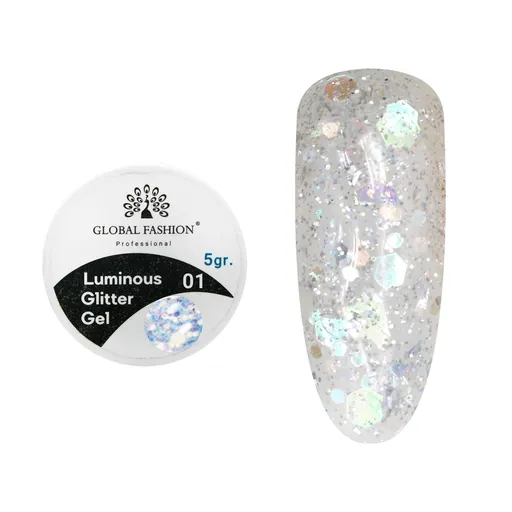 Gel Luminous Glitter Hexagon 5g, Nr. 01, TPO Free