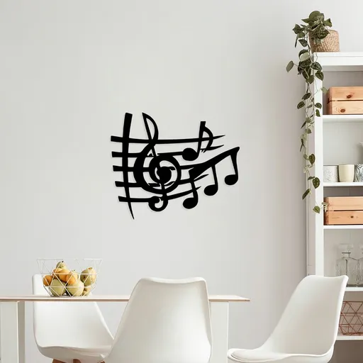 Decoratiune de perete, Musical 3, Dimensiune: 58 x 70 cm, Negru