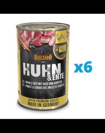 BELCANDO Super Premium hrana umeda pentru caini, pui si rata cu mei si morcovi 6x400 g