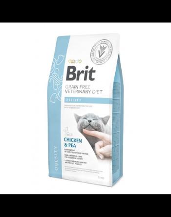 BRIT Veterinary Diets Cat Obesity Dieta veterinara pentru pisici adulte supraponderale, cu pui si mazare 5 kg