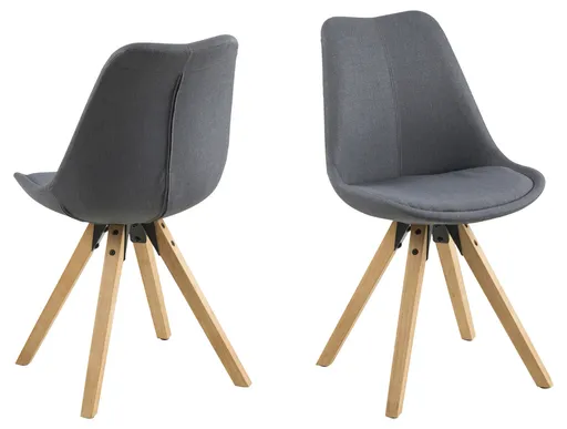 Scaun Dima, Actona, 48.5x55x85 cm, poliester/lemn de cauciuc, gri inchis